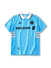 ERICSSON 스폰서 로고가 있는 올랭피크 마르세유 1998/99 어웨이 레트로 유니폼