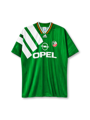 OPEL 스폰서 로고가 있는 아일랜드 1992-94 홈 레트로 유니폼