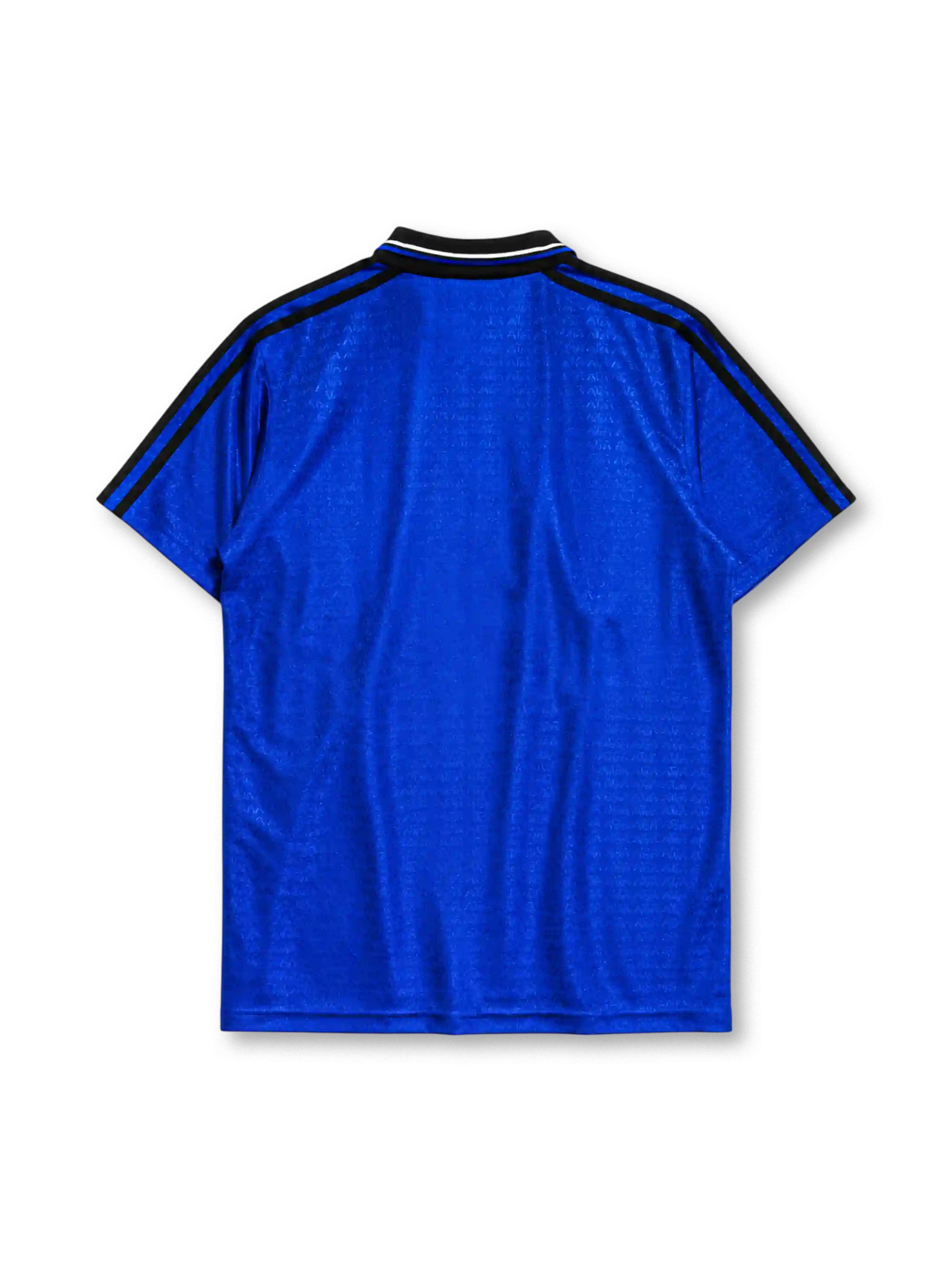 아르헨티나 1994 월드컵 어웨이 레트로 유니폼, 파란색 바탕에 검은색 다이아몬드 패턴과 adidas 삼선, AFA 엠블럼이 적용된 반팔 축구 셔츠