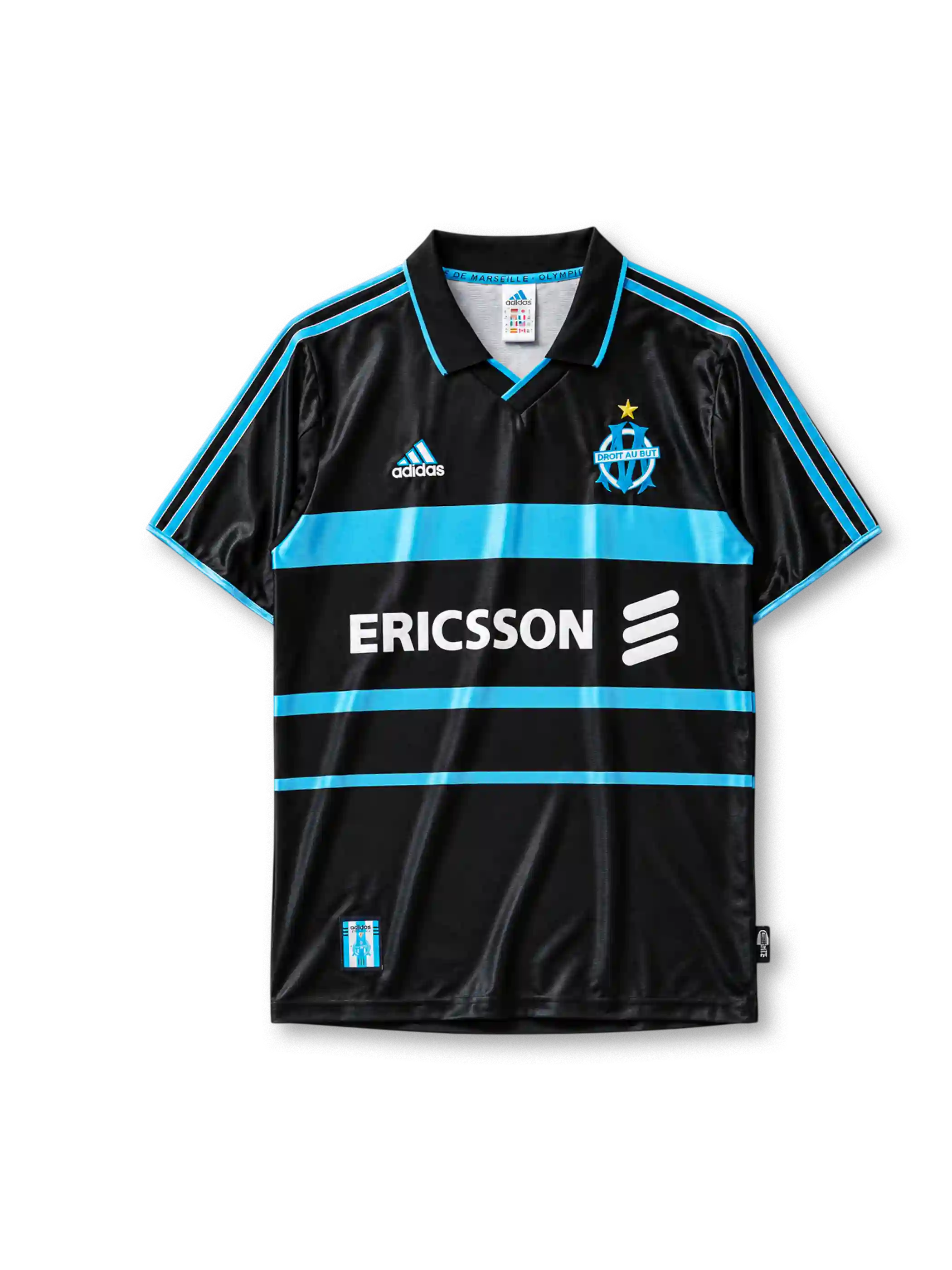 ERICSSON 스폰서 로고가 있는 올랭피크 마르세유 1999/00 서드 레트로 유니폼