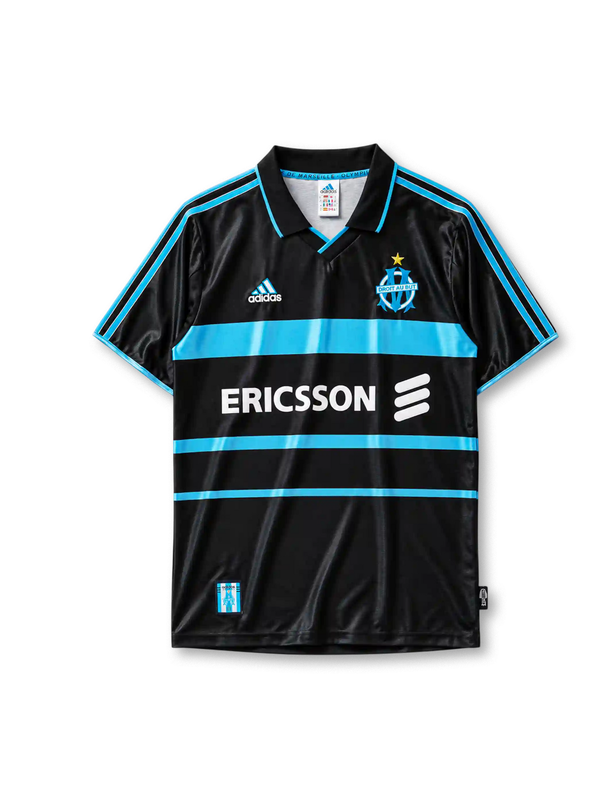 ERICSSON 스폰서 로고가 있는 올랭피크 마르세유 1999/00 서드 레트로 유니폼