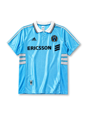 ERICSSON 스폰서 로고가 있는 올랭피크 마르세유 1998/99 어웨이 레트로 유니폼