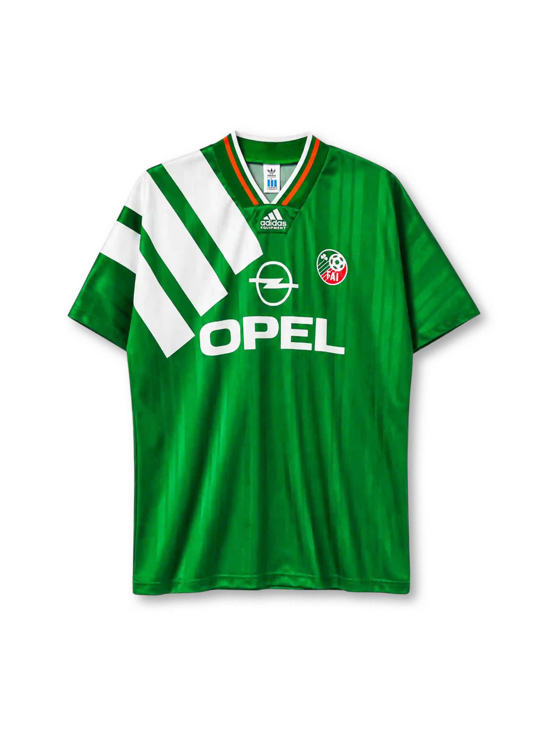 OPEL 스폰서 로고가 있는 아일랜드 1992-94 홈 레트로 유니폼