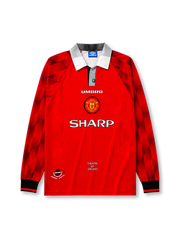 THEATRE OF DREAMS 문구가 있는 맨체스터 유나이티드 1996/97 홈 레트로 유니폼