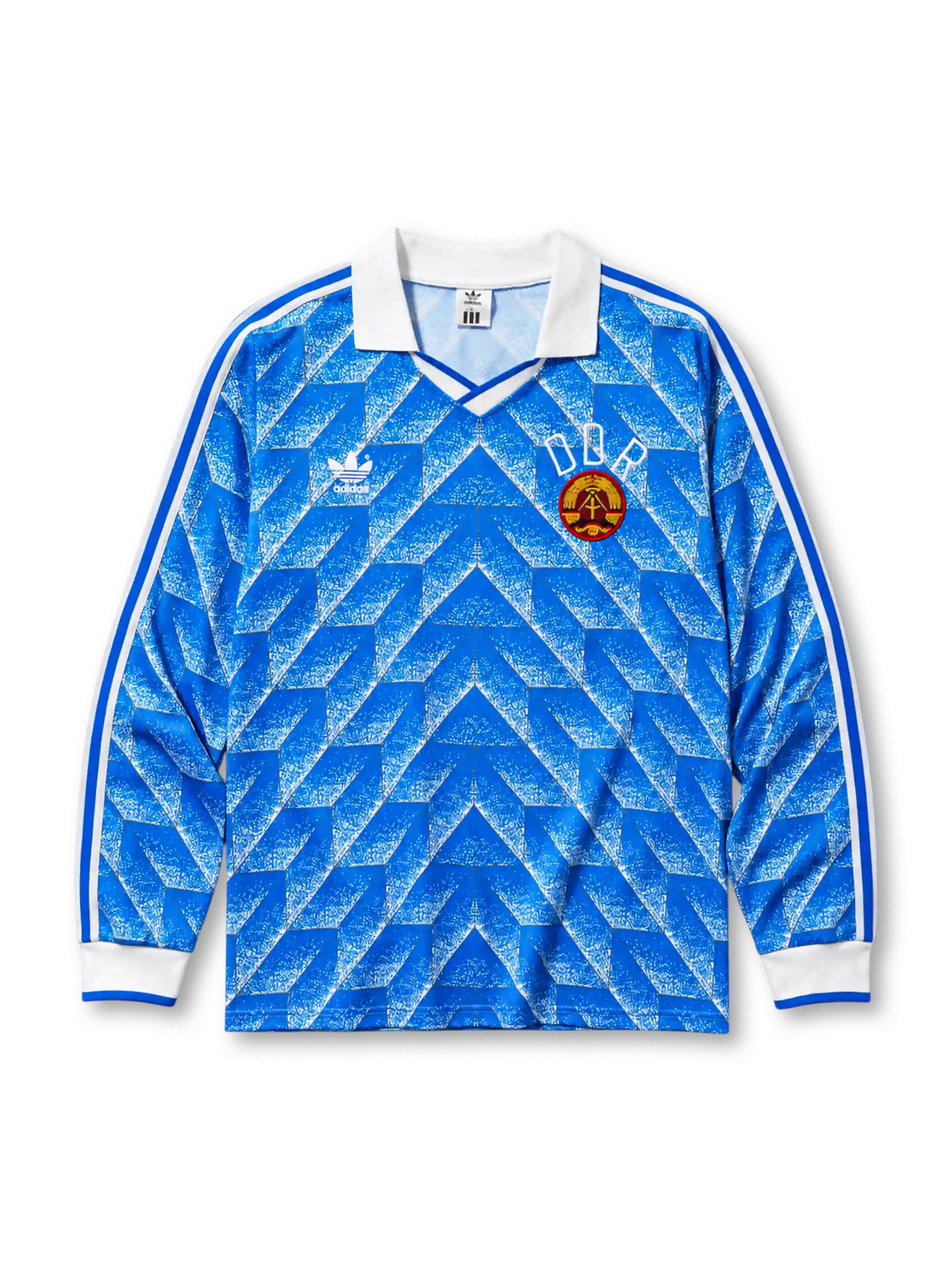 쉐브런 패턴이 있는 동독 1988 홈 레트로 유니폼