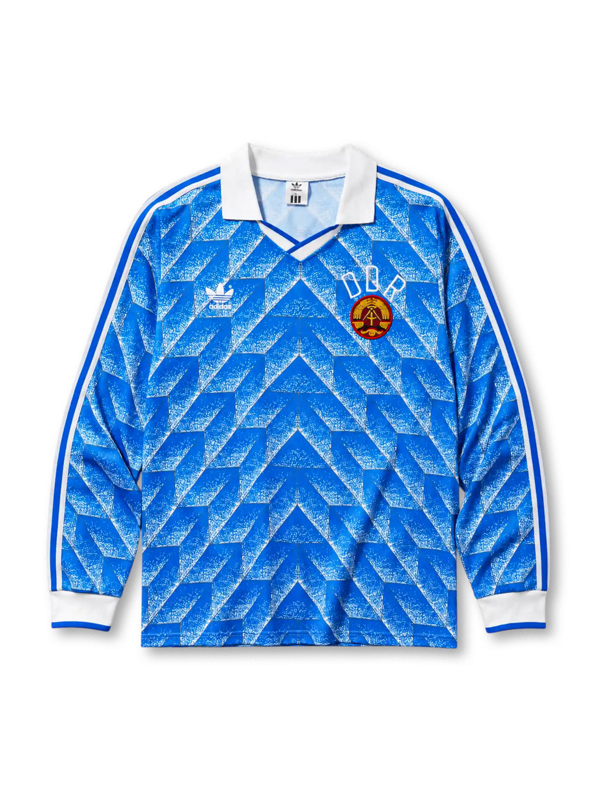 쉐브런 패턴이 있는 동독 1988 홈 레트로 유니폼