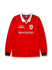 CAMP NOU THE FINAL 1999 자수가 있는 맨체스터 유나이티드 1999/2000 홈 레트로 유니폼