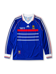 BRESIL FRANCE 12-07-98 기념 패치가 있는 프랑스 1998 월드컵 결승전 홈 레트로 유니폼