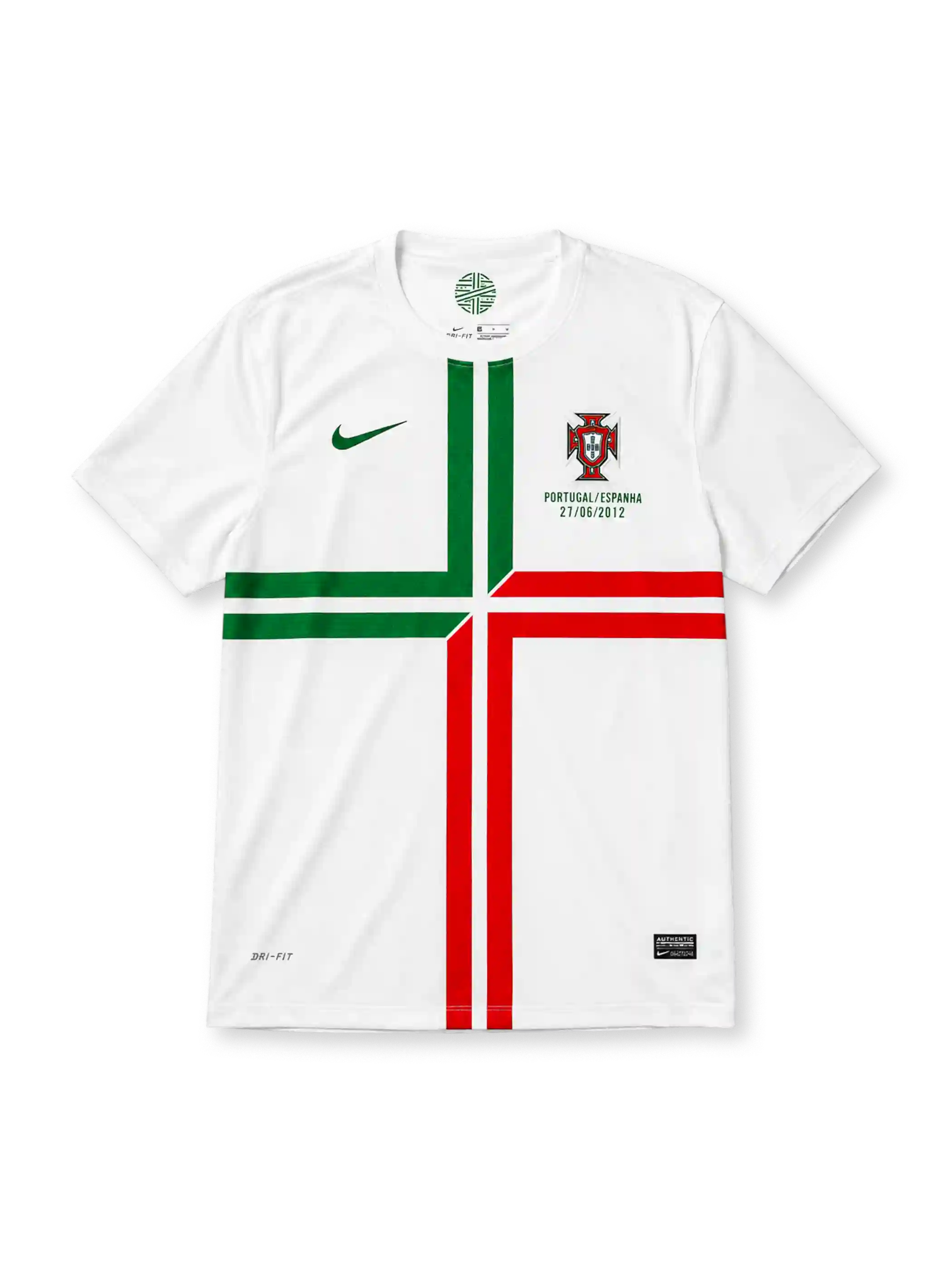PORTUGAL/ESPANHA 27/06/2012 기념 자수가 있는 포르투갈 2012-13 어웨이 레트로 유니폼 반팔