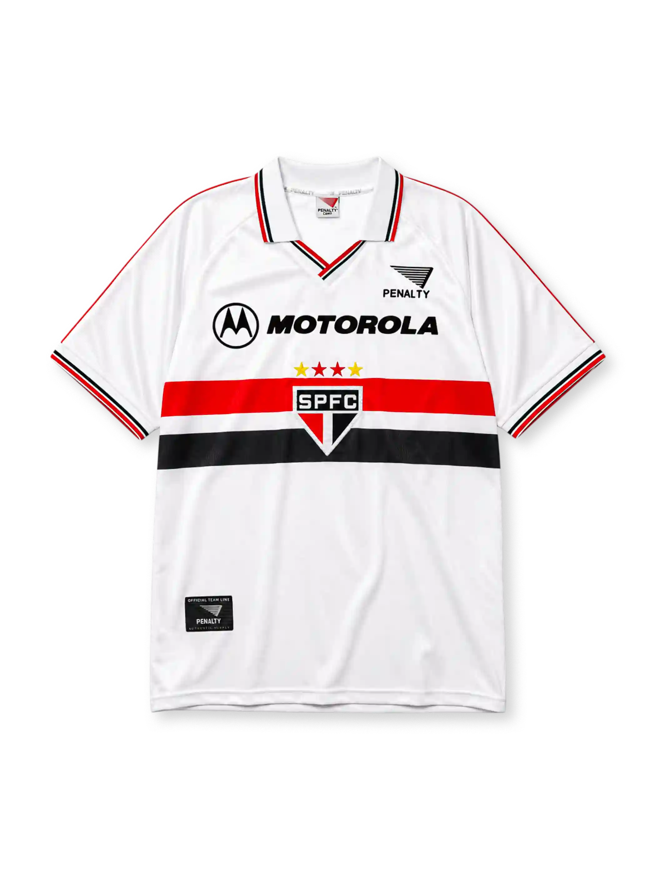 네 개의 별 엠블럼이 특징인 상파울루FC 2000 홈 레트로 유니폼